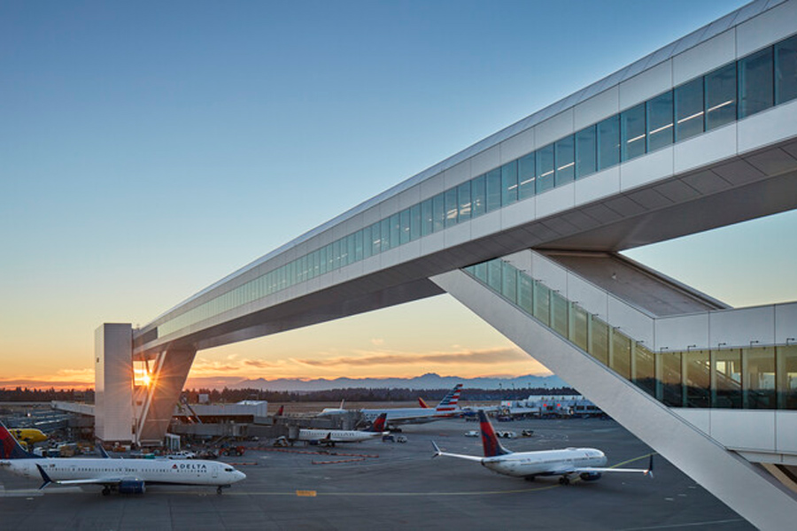 the exterior of Sea Tac - International Arrivals Facility plans driving.