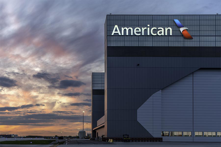 Exterior of the American Airlines building.