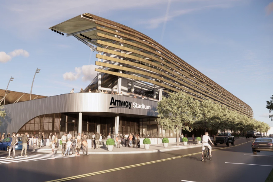 Exterior of the Amway Stadium.