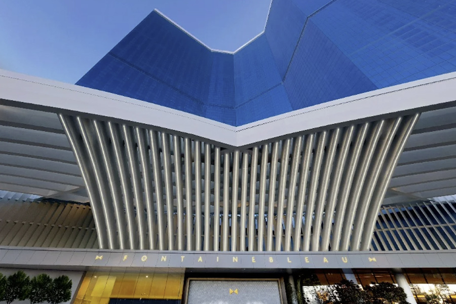 Exterior of the Fontaine Bleau in Las Vegas.