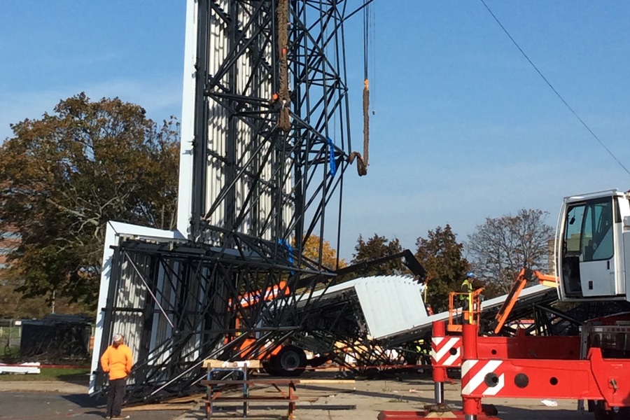 Space frame being built.