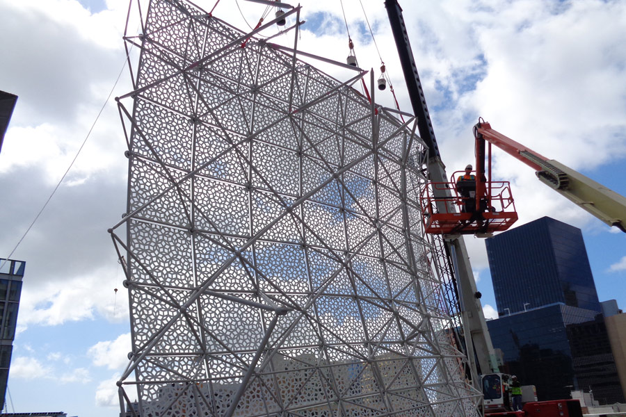 Space frame being constructed